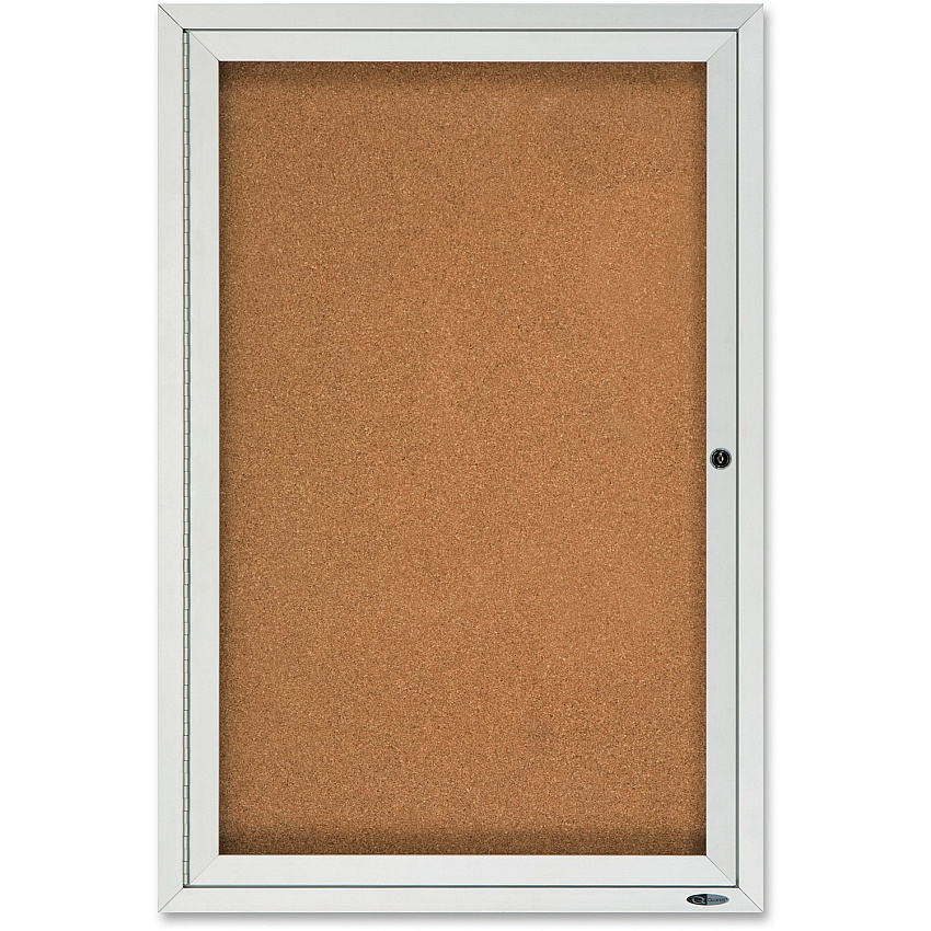 Quartet Enclosed Cork Bulletin Board for Outdoor Use 36" Board Height x 24" Board Width - Brown Cork Surface - Hinged, Wear Resistant, Tear Resistant, Water Resistant, Shatter Proof, Acrylic Glass, Weather Resistant, Lock - Silver Aluminum Frame -  (2121)