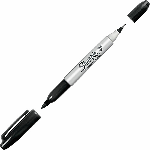 Sharpie Twin Tip Permanent Markers Black Ink - Alcohol Based - 1 Each (32201)