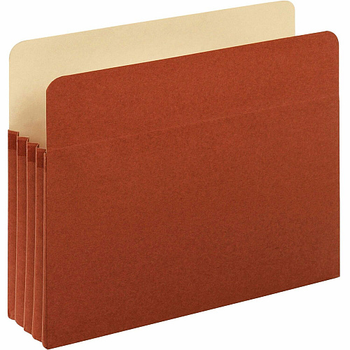 Pendaflex Letter Recycled File Pocket 8 1/2" x 11" - 800 Sheets Capacity - 3 1/2" Expansion - 22 pt. - Redrope - Brown - Tear Resistant, Reinforced Gusset, Tyvek Gusset, Durable, Flap - 10% Recycled - 5 / Pack (51524E5)