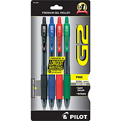 G2 Premium Gel Ink Retractable Pen 0.7 mm Fine Pen Point - Refillable - Retractable - Assorted Ink - Gel-based - 4 / Pack (31034)