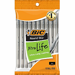 BIC Round Stic Ballpoint Pens Medium Pen Point - Black Ink - 10 / Pack (GSMP101BK) BIC Round Stic Ballpoint Pens Medium Pen Point - Black Ink - 10 / Pack (GSMP101BK)