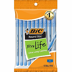 BIC Round Stic Ballpoint Pens Medium Pen Point - Blue Ink - 10 / Pack (GSMP101BE) BIC Round Stic Ballpoint Pens Medium Pen Point - Blue Ink - 10 / Pack (GSMP101BE)