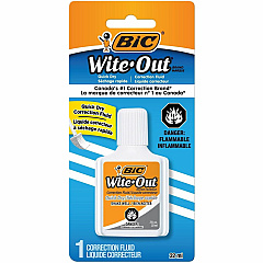 BIC Quick Dry Correction Fluid, White Foam Brush Applicator - 20 mL - White - Quick Drying, Spill Resistant - 1 Pack (WOFQDP1WHI) BIC Quick Dry Correction Fluid, White Foam Brush Applicator - 20 mL - White - Quick Drying, Spill Resistant - 1 Pack (WOFQDP1WHI)