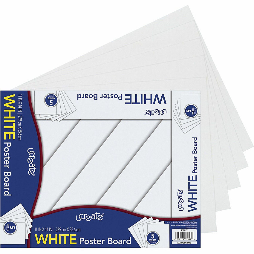 UCreate Poster Board Package Poster, Sign, Art, Office Project, Home Project, Chart - 11" Width x 14" Length - White - 1 Pack (5417)
