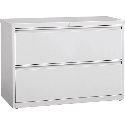 Lorell Fortress Series Lateral File 42" Width x 18.6" Depth x 28.1" Height - 2 x Drawer(s) for File - Legal, Letter, A4 - Lateral - Rust Proof, Leveling Glide, Ball-bearing Suspension, Interlocking, Label Holder - Light Gray - Baked Enamel - St (LLR60439)