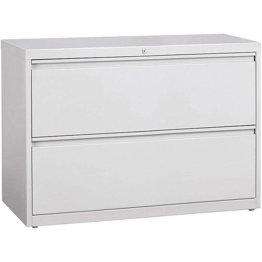 Lorell Fortress Series Lateral File 42" Width x 18.6" Depth x 28.1" Height - 2 x Drawer(s) for File - Legal, Letter, A4 - Lateral - Rust Proof, Leveling Glide, Ball-bearing Suspension, Interlocking, Label Holder - Light Gray - Baked Enamel - St (LLR60439)