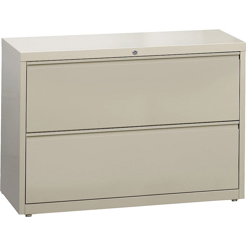 Lorell Fortress Series Lateral File 42" Width x 18.6" Depth x 28.1" Height - 2 x Drawer(s) for File - Legal, Letter, A4 - Lateral - Rust Proof, Leveling Glide, Ball-bearing Suspension, Interlocking, Label Holder - Putty - Baked Enamel - Steel - (LLR60438)