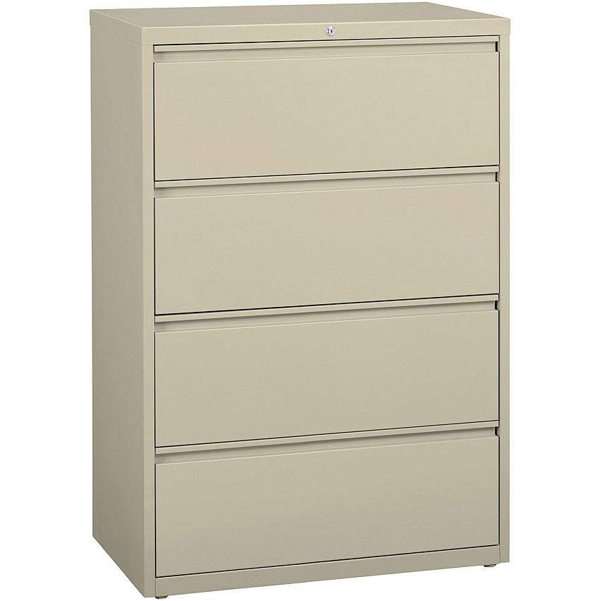 Lorell Fortress Series Lateral File 36" Width x 18.6" Depth x 52.5" Height - 4 x Drawer(s) for File - Legal, Letter, A4 - Lateral - Rust Proof, Leveling Glide, Interlocking, Ball-bearing Suspension, Label Holder - Putty - Baked Enamel - Steel - (LLR60444)