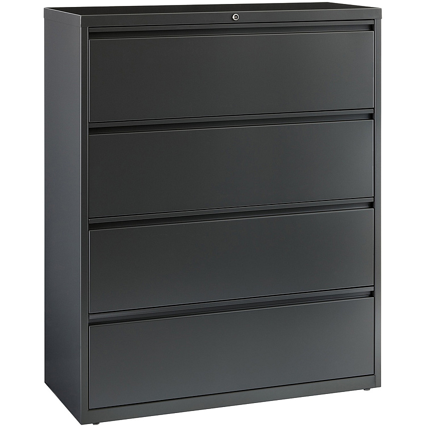 Lorell Fortress Series Lateral File 42" Width x 18.6" Depth x 52.5" Height - 4 x Drawer(s) - Legal, Letter, A4 - Lateral - Rust Proof, Leveling Glide, Interlocking, Reinforced, Hanging Rail - Charcoal - Baked Enamel - Steel - Recycled - 1 Each (LLR60437)