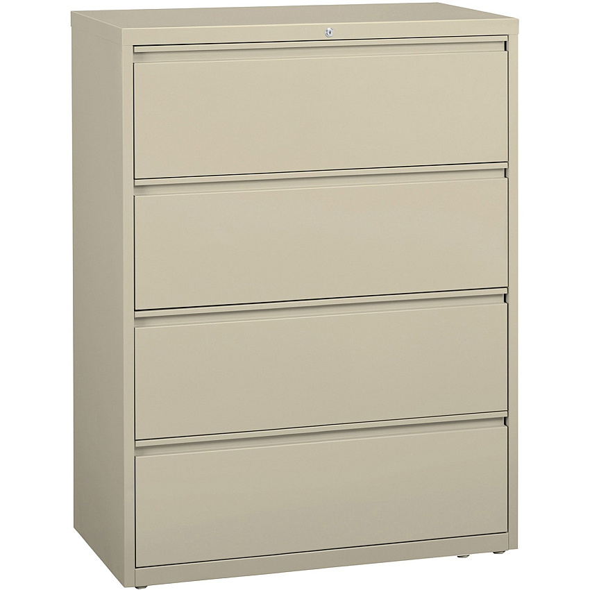 Lorell Fortress Series Lateral File 42" Width x 18.6" Depth x 52.5" Height - 4 x Drawer(s) for File - Legal, Letter, A4 - Lateral - Rust Proof, Leveling Glide, Interlocking, Ball-bearing Suspension, Label Holder - Putty - Baked Enamel - Recycle (LLR60435)