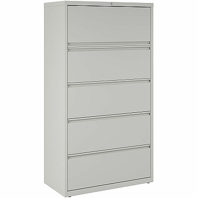 Lorell Fortress Series Lateral File 36" Width x 18.6" Depth x 67.7" Height - 5 x Drawer(s) for File - Legal, Letter, A4 - Lateral - Rust Proof, Leveling Glide, Interlocking, Ball-bearing Suspension, Label Holder - Light Gray - Baked Enamel - St (LLR60442)