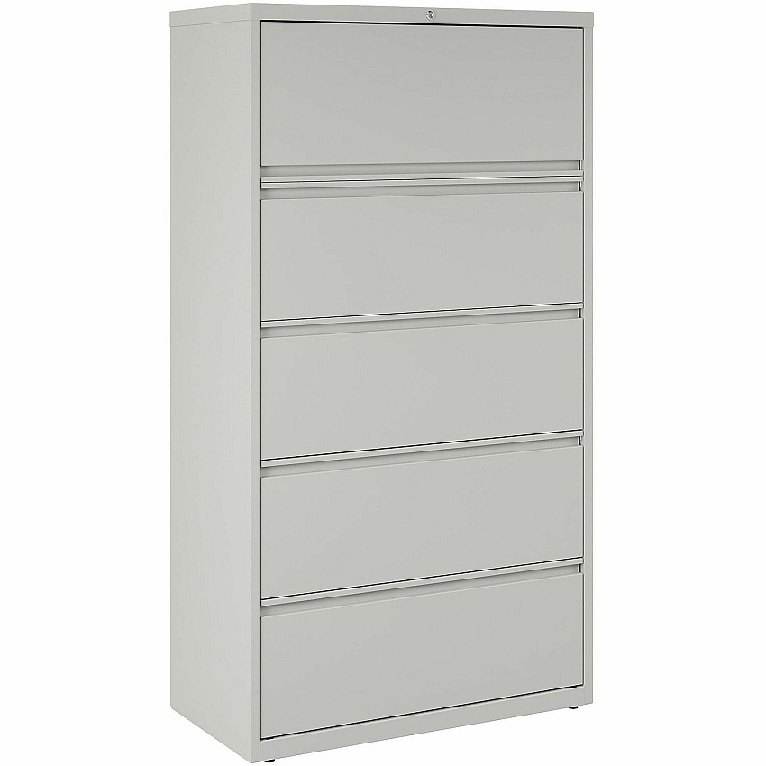 Lorell Fortress Series Lateral File 36" Width x 18.6" Depth x 67.7" Height - 5 x Drawer(s) for File - Legal, Letter, A4 - Lateral - Rust Proof, Leveling Glide, Interlocking, Ball-bearing Suspension, Label Holder - Light Gray - Baked Enamel - St (LLR60442)