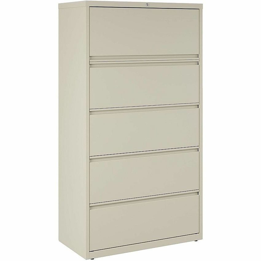 Lorell Fortress Series Lateral File 36" Width x 18.6" Depth x 67.7" Height - 5 x Drawer(s) for File - Legal, Letter, A4 - Lateral - Rust Proof, Leveling Glide, Interlocking, Ball-bearing Suspension, Label Holder - Putty - Baked Enamel - Recycle (LLR60441)