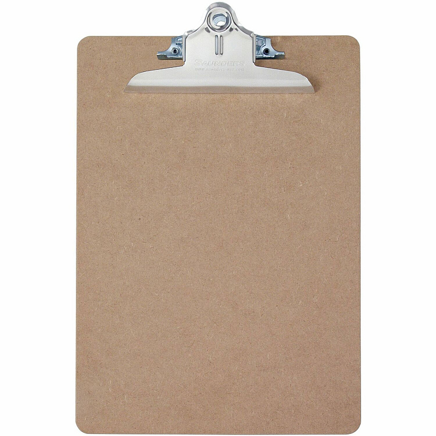 Saunders Brown Hardboard Clipboards 1" Clip Capacity - 8 1/2" x 11" Sheet Size - Spring Clip - Standard - Hardboard - Brown - 1 Each (05612)