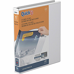 QuickFit View Binder, 3-Ring Binder, Angle D Ring, 1 Inch, White 1" Binder Capacity - Letter - 8 1/2" x 11" Sheet Size - 225 Sheet Capacity - 3 x 1" Ring - Fastener: D-Ring - Polypropylene - White - Recycled - Clear Overlay - 1 Each (870100)
