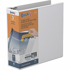 QuickFit View Binder, 3-Ring Binder, Angle D Ring, 3 Inch, White 3" Binder Capacity - Letter - 8 1/2" x 11" Sheet Size - 625 Sheet Capacity - 3 x 3" Ring - Fastener: D-Ring - Polypropylene - White - Recycled - Clear Overlay - 1 Each (870500)