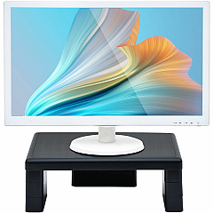 DAC&reg; Stax MP-107 Ergonomic Height-Adjustable Monitor Riser/Laptop Stand, Black 66 lb Load Capacity - 4.75" Height x 13" Width x 10.50" Depth - Black - For Monitor, Notebook, Fax Machine - Ergonomic, Sturdy, Non-Slip Surface, Storage Space, Fle (02161)