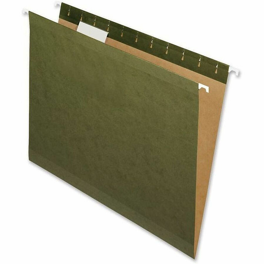 Nature Saver 1/5 Tab Cut Letter Recycled Hanging Folder 8 1/2" x 11" - Poly - Standard Green - Laminated, Durable - 100% Recycled - 25 / Box (08650)