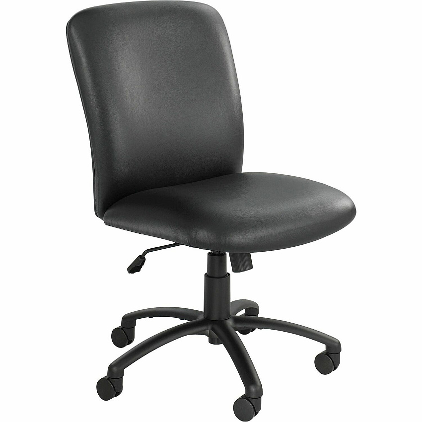 Safco Uber Big and Tall High Back Executive Chair Black Seat Color - Vinyl, Foam Seat Material - Black Frame Color - 5-star Base - 1 Each (3490BV)
