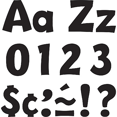 Trend 4" Ready Letter Playful Combo Pack 83 x Lowercase Letters, 59 x Capital Letter, 36 x Punctuation Marks, 18 x Spanish Accent Mark Shape - Pin-up - Pin Style - Pre-punched - 4" Height x 8" Length - Black - 3 / Pack (79741)