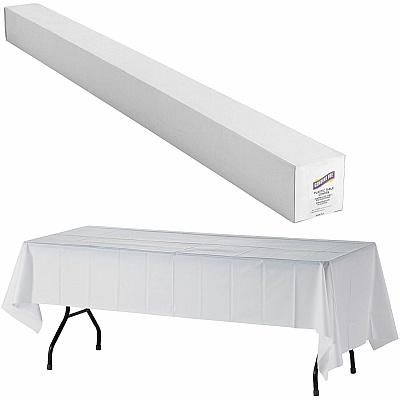 Genuine Joe Banquet-Size Plastic Tablecover 300 ft Length x 40" Width - Plastic - White - 1 Roll (GJO10324)