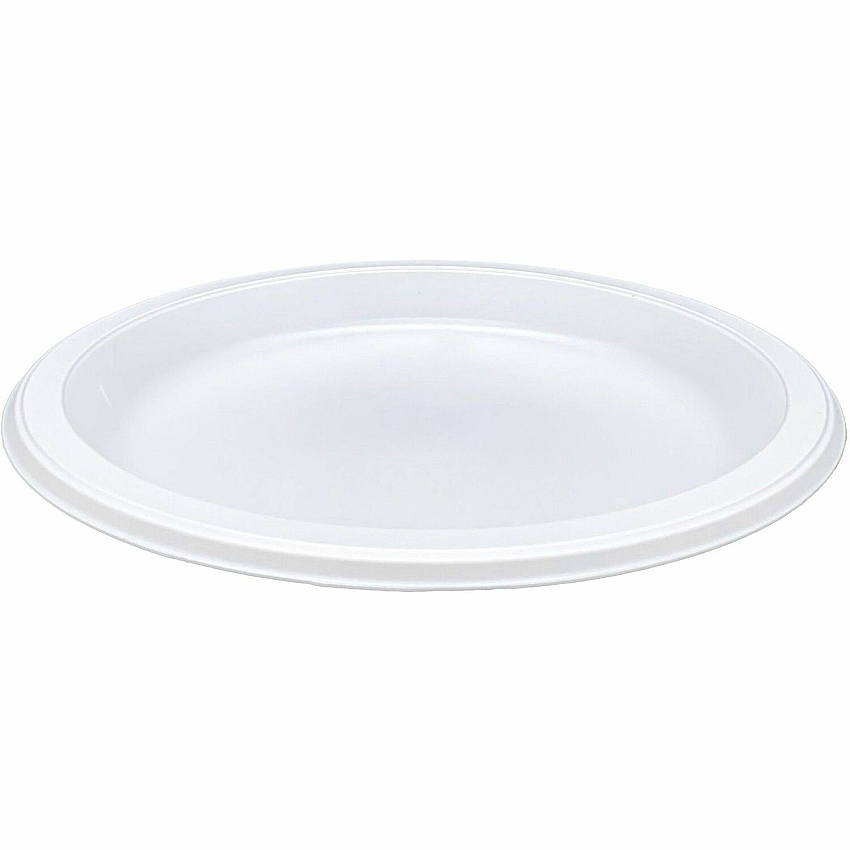Genuine Joe 9" Reusable Plastic Plates Serving - Disposable - 9" Diameter - White - Plastic Body - 125 / Pack (GJO10329)