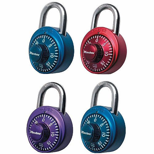 Master Lock Assorted Numeric Combination Locks 3 Digit - 0.28" Shackle Diameter - Cut Resistant - Stainless Steel - Assorted - 1 Each (1530DCM)