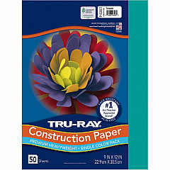 Tru-Ray Construction Paper 12" Width x 9" Length - 76 lb Basis Weight - Turquoise - Sulphite - 50 / Pack (103007) Tru-Ray Construction Paper 12" Width x 9" Length - 76 lb Basis Weight - Turquoise - Sulphite - 50 / Pack (103007)