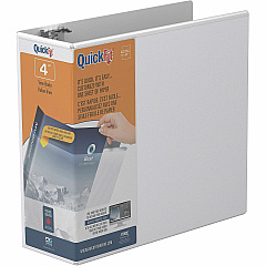 QuickFit View Binder, 3-Ring Binder, Angle D Ring, 4 Inch, White 4" Binder Capacity - 8 1/2" x 11" Sheet Size - 750 Sheet Capacity - 3 x 4" Ring - Fastener: D-Ring - Polypropylene - White - Recycled - Locking Ring, Heavy Duty - 1 Each (870600)