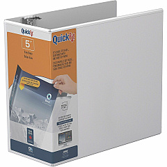 QuickFit View Binder, 3-Ring Binder, Angle D Ring, 5 Inch, White 5" Binder Capacity - 8 1/2" x 11" Sheet Size - 1000 Sheet Capacity - 3 x 5" Ring - Fastener: D-Ring - Polypropylene - White - Recycled - Locking Ring, Heavy Duty - 1 Each (870700)