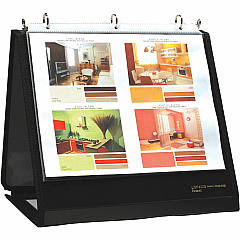 Lion Insta-Cover Round Ring Easel Binder 1 1/2" Binder Capacity - Letter - 8 1/2" x 11" Sheet Size - 3 Ring - Fastener: Round Ring - Pocket: 80 - Horizontal Orientation - Black - Recycled - Label Holder, Reinforced Sewn Edge, Business Card Holde (40009BK)
