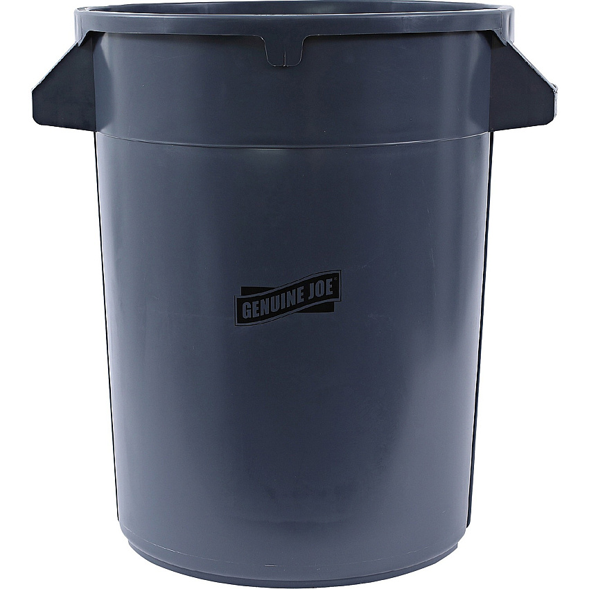 Genuine Joe Heavy-Duty Trash Container 32 gal Capacity - Side Handle, Venting Channel - Plastic - Gray - 1 Each (GJO60463)