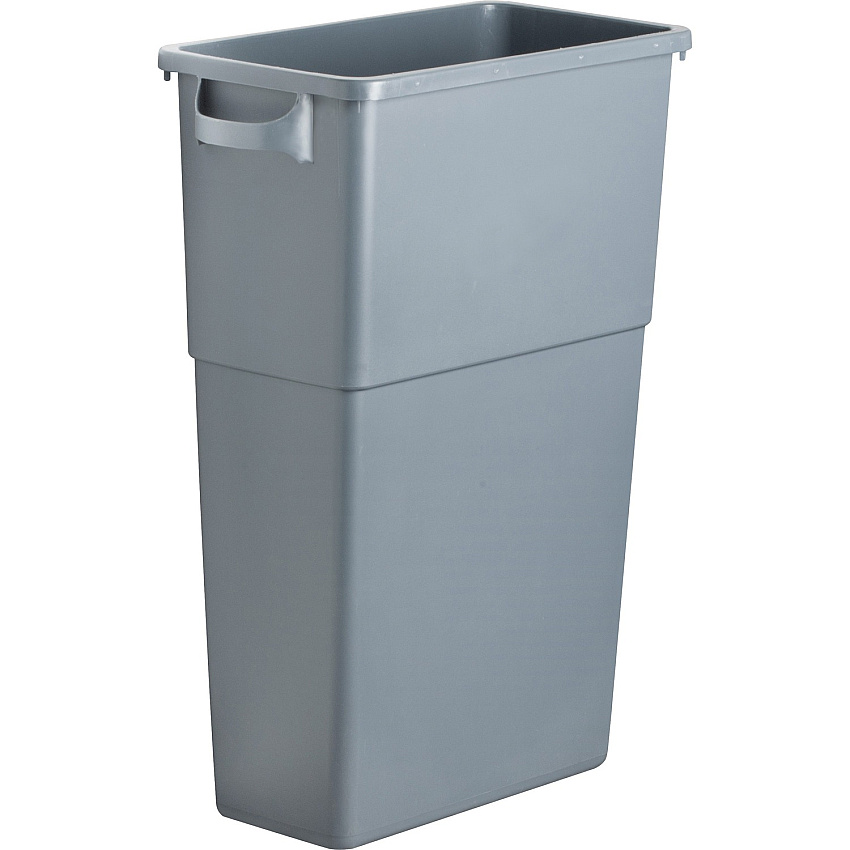 Genuine Joe 23-gallon Space-Saving Waste Container 23 gal Capacity - Rectangular - Handle - 30" Height x 20" Width x 11" Depth - Gray - 1 Each (GJO60465)