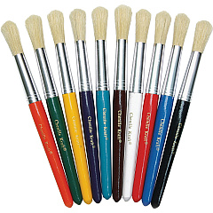 Creativity Street Round Natural Bristle Brushes 7.50" Plastic Handle - Aluminum Ferrule - 10 / Set (5183) Creativity Street Round Natural Bristle Brushes 7.50" Plastic Handle - Aluminum Ferrule - 10 / Set (5183)