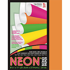 Pacon Neon Bond Paper - Orange Letter - 8 1/2" x 11" - 24 lb Basis Weight - Sustainable Forestry Initiative (SFI) - Neon Orange - 100 / Pack (104318)