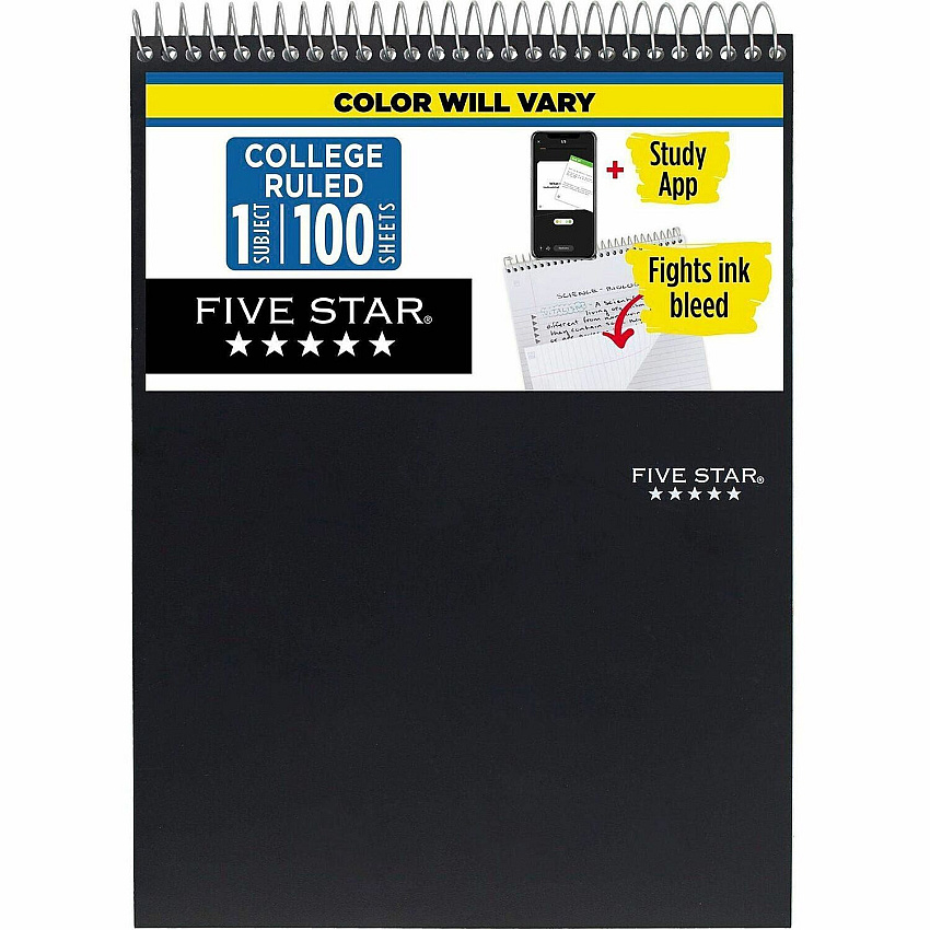 Mead 1-Subject Notepad 100 Sheets - Wire Bound - 8 1/2" x 11" Sheet Size - White Paper - Assorted Laminated Plastic Cover - Perforated - 1 Each (06182)