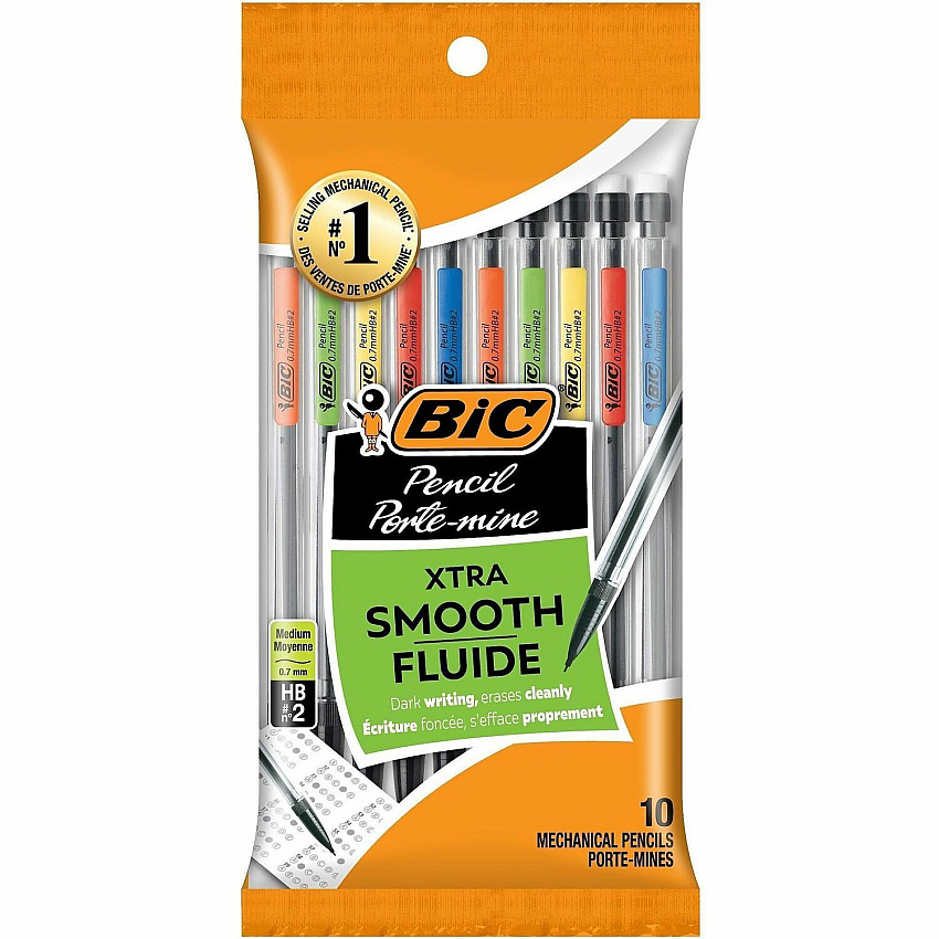 BIC Top Advance Mechanical Pencils 0.7 mm Lead - #2 - Assorted Barrel - 10 / Pack (MPP101)