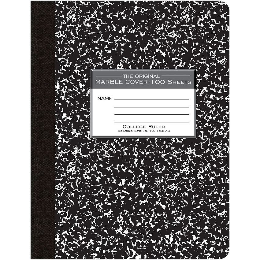 Roaring Spring College Ruled Hard Cover Composition Book 100 Sheets - 200 Pages - Printed - Sewn/Tapebound - Both Side Ruling Surface - College Ruled Front Ruling - 0.28" Ruled - Red Margin - 15 lb Basis Weight - 56 g/m² Grammage - 9 3/4" x 7 (77264)