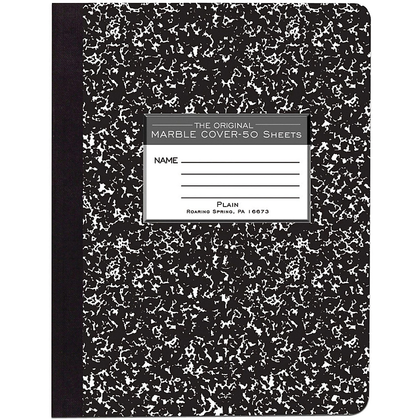 Roaring Spring Unruled Hard Cover Composition Book 50 Sheets - 100 Pages - Plain - Sewn/Tapebound - Plain Front Ruling - 15 lb Basis Weight - 56 g/m² Grammage - 9 3/4" x 7 1/2" Sheet Size - 0.25" Height x 7.5" Width x 9.8" Length - White Pape (77260)