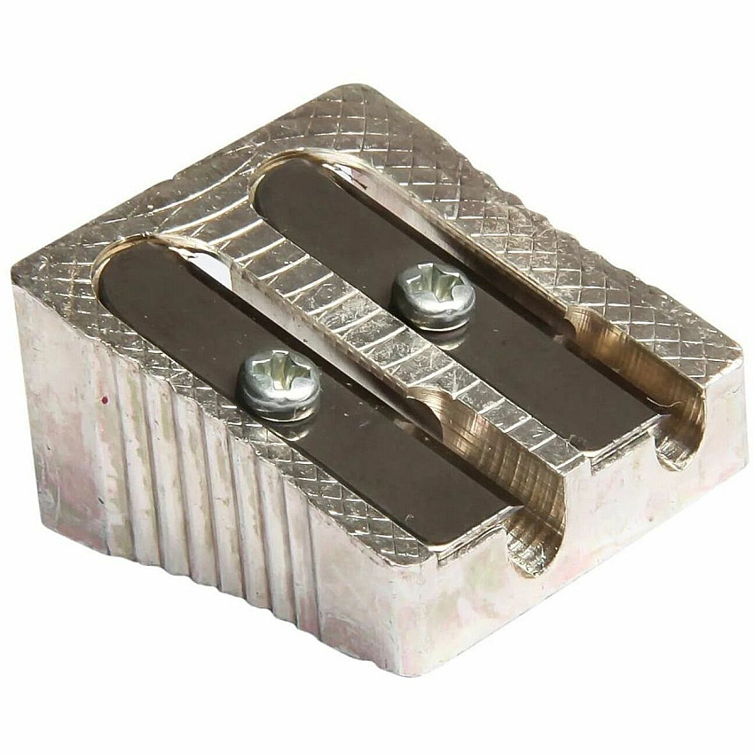 Baumgartens Pencil Sharpener Dual Hole SILVER Handheld - 2 Hole(s) - 0.6" Height x 0.9" Width - Metal - Silver - 1 Each (MR-2110)