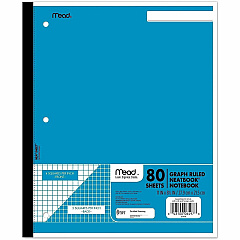 Mead Quad Wireless Neatbook Notebook - Letter 1 Subject(s) - 80 Sheets - 160 Pages - Perfect Bound - Both Side Ruling Surface - 3 Hole(s) - Letter - 8 1/2" x 11" Sheet Size - 11" Height x 9" Width x 0.3" Depth - White Paper - Perforated, Undated, (06497) Mead Quad Wireless Neatbook Notebook - Letter 1 Subject(s) - 80 Sheets - 160 Pages - Perfect Bound - Both Side Ruling Surface - 3 Hole(s) - Letter - 8 1/2" x 11" Sheet Size - 11" Height x 9" Width x 0.3" Depth - White Paper - Perforated, Undated, (06497)