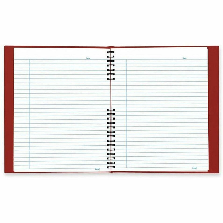 Blueline NotePro Twin - wire Composition Notebook - Letter 100 Sheets - 200 Pages - Twin Wirebound - Letter - 8 1/2" x 11" Sheet Size - White Paper - Red Lizard Cover - Pocket, Acid-free, Hard Cover, Micro Perforated, Tab, Index Sheet, Durable (A10200RED)