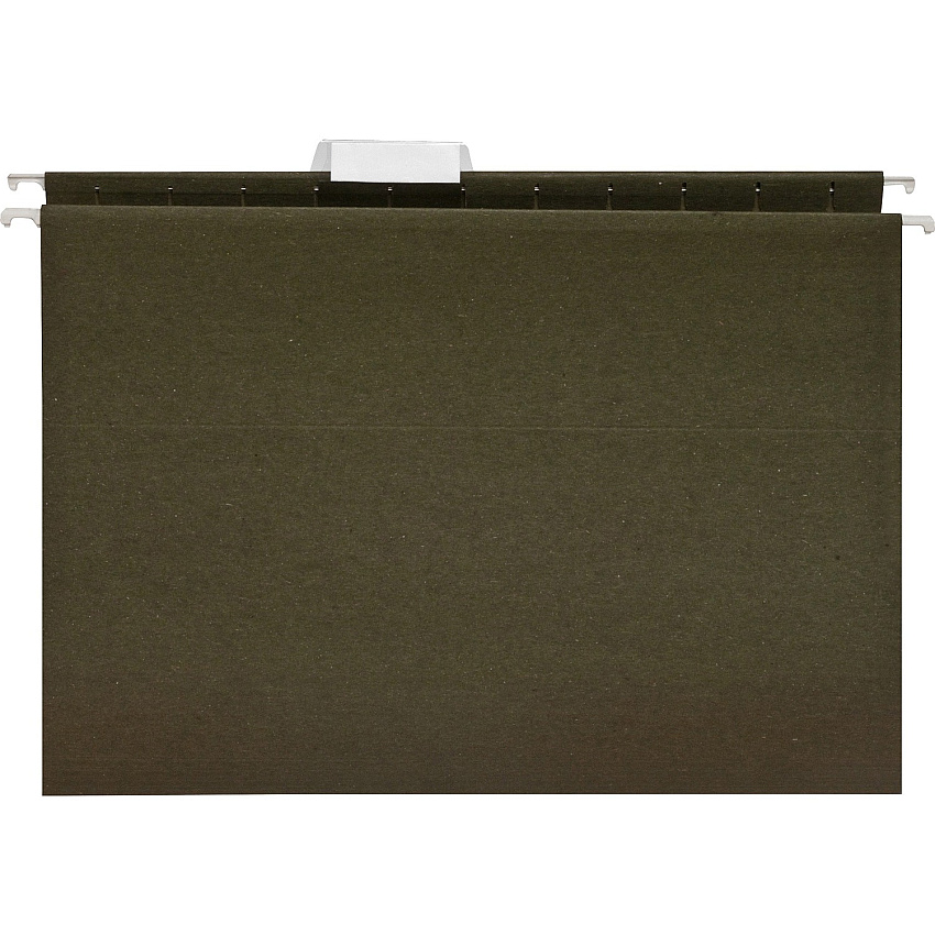 Business Source 1/5 Tab Cut Letter Recycled Hanging Folder 8 1/2" x 11" - 11 pt. - Green - Acid-free - 100% Recycled - 25 / Box (BSN17533)