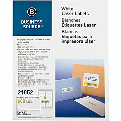 Business Source Bright White Premium-quality Address Labels 3 1/3" Width x 4" Length - Permanent Adhesive - Rectangle - Laser, Inkjet - White - 6 / Sheet - 100 Total Sheets - 600 / Pack (BSN21052)