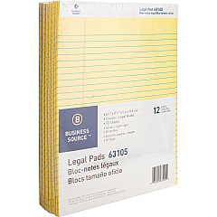 Business Source Micro-Perforated Legal Ruled Pads 50 Sheets - 0.34" Ruled - 16 lb Basis Weight - 8 1/2" x 11 3/4" Sheet Size - Canary Paper - Micro Perforated, Easy Tear, Sturdy Back - 12 / Dozen (BSN63105) Business Source Micro-Perforated Legal Ruled Pads 50 Sheets - 0.34" Ruled - 16 lb Basis Weight - 8 1/2" x 11 3/4" Sheet Size - Canary Paper - Micro Perforated, Easy Tear, Sturdy Back - 12 / Dozen (BSN63105)