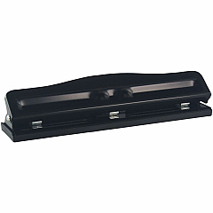 Business Source 3-Hole Adjustable Paper Punch 3 Punch Head(s) - 11 Sheet of 16lb Paper - 1/4" Punch Size - Round Shape - Black - 1 Each (BSN65645)