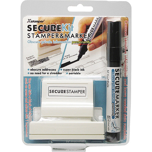 Xstamper Secure Privacy Stamp Kit 1" Impression Width x 2.65" Impression Length - Black - 1 Pack (35303)