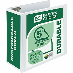 Samsill Earth's Choice Plant-based Durable View Binder 5" Binder Capacity - Letter - 8 1/2" x 11" Sheet Size - 1070 Sheet Capacity - Fastener: D-Ring - Pocket: 2 - Plastic, Chipboard - White - 1.76 lb - Recycled - Archival-safe, Clear Overlay, Loc (16907) Samsill Earth's Choice Plant-based Durable View Binder 5" Binder Capacity - Letter - 8 1/2" x 11" Sheet Size - 1070 Sheet Capacity - Fastener: D-Ring - Pocket: 2 - Plastic, Chipboard - White - 1.76 lb - Recycled - Archival-safe, Clear Overlay, Loc (16907)