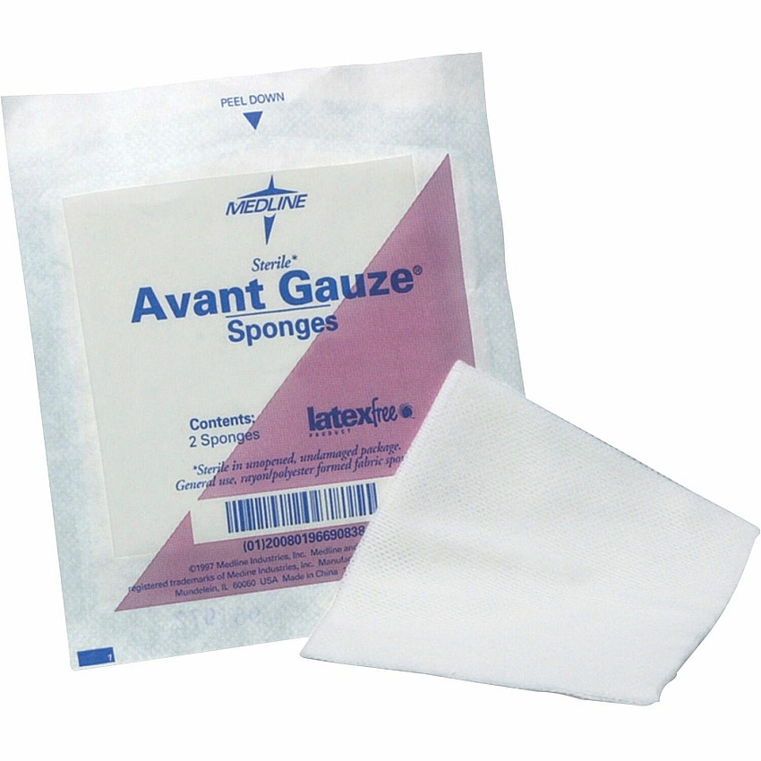 Medline Four-ply Sterile Gauze Nonwoven Sponges 4 Ply - 3" Width x 3" Length - White - 40 / Box (NON21334)