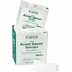 Medline Avant Sterile Gauze Sponges 4 Ply - 4" Width x 4" Length - White - 50 / Box (PRM21444)